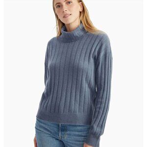 NAADAM Cashmere Relaxed Ribbed Turtleneck Slate Blue Size XS